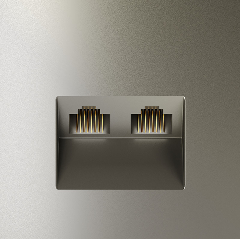 Розетка компьютерная встраиваемая VOLTUM S70 двойная RJ45+RJ45 кат.6, (шелк)