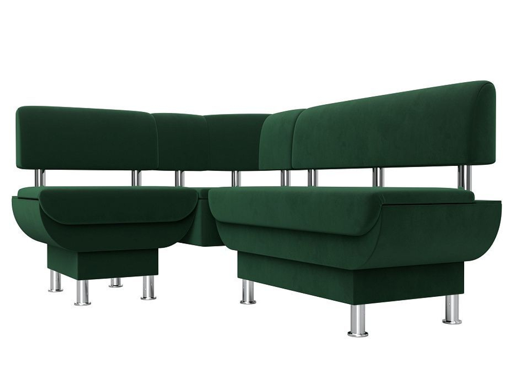 Диван кухонный угловой Альфа левый угол, Зеленый, Велюр, 116694L