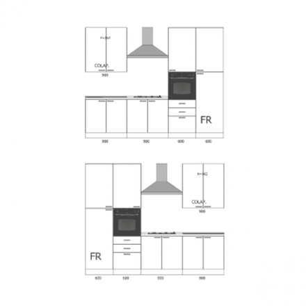 Кухонный комплект MOBILTURI Ingrid из 7 предметов, 300x60x240, правый разворот, цвет дуб, AING30005DX