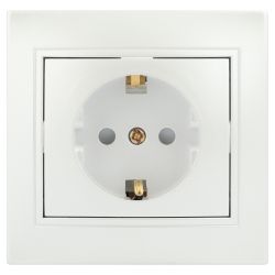 Розетка Intro Plano 1-206-06 с заземлением 2P+E Schuko со шторками 16А-250В IP20 СУ перламутр