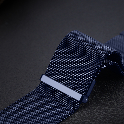 Ремешок из нержавеющей стали синего цвета от Dux Ducis для смарт часов Samsung Galaxy Watch 3, 4, 5, 6 и 7 (размер крепления 20мм), серия Milanese Series (миланская петля)