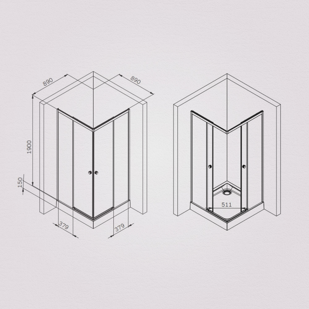 Душевое ограждение 90x90 см, без поддона AM.PM X-Joy W94G-403-9090-MT1K