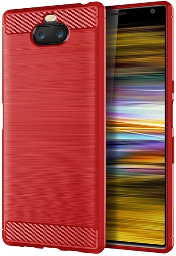Чехол на Sony Xperia 10 Plus цвет Red (красный), серия Carbon от Caseport