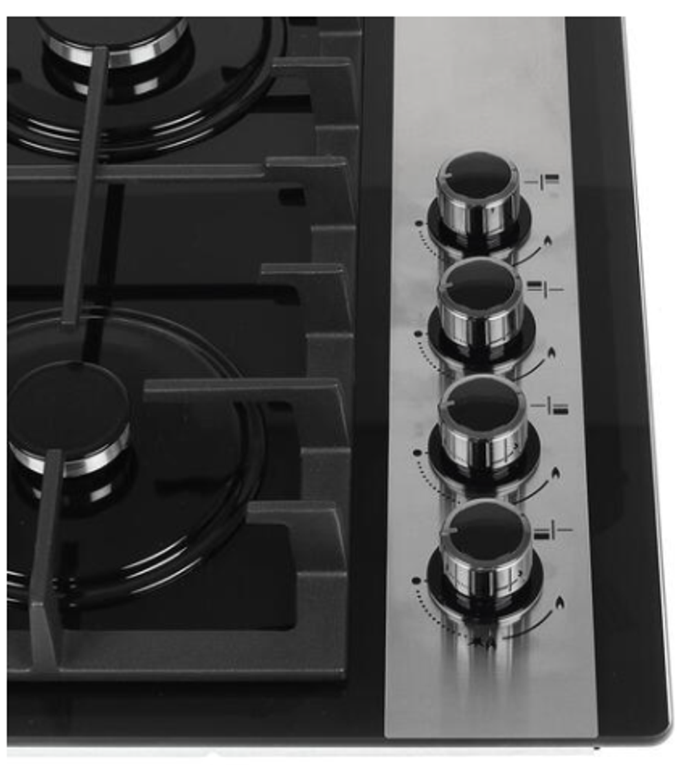 Поверхность варочная  Гефест СГ СВН 2230 К23 (чер. стекло вставка нержавейка, газ/к, 60*52)