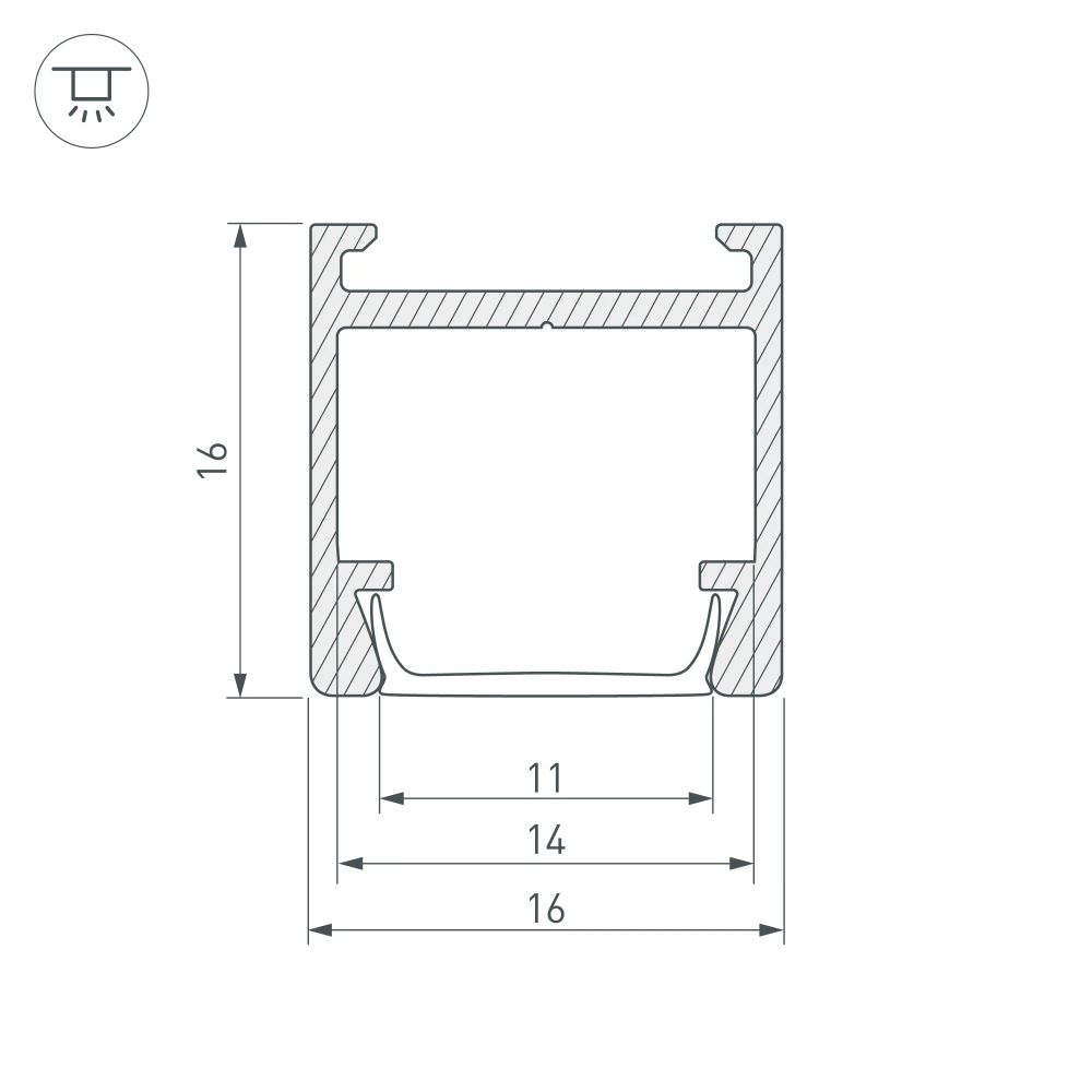 Профиль PDS-H16-2000 ANOD (Arlight, Алюминий) 023858