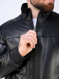 Куртка пуховик из натуральной кожи утепленная короткая