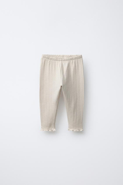ZARA АЖУРНЫЕ ХЛОПКОВЫЕ ЛЕГИНСЫ, СВЕТЛО-БЕЖЕВЫЙ