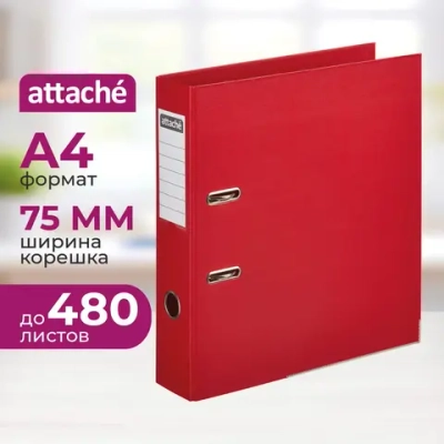 Папка-регистратор Attache 75 мм красная бумвинил с защитным уголком