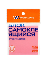 Блок самоклеящийся Workmate, 76х76 мм, 100 листов, розовый