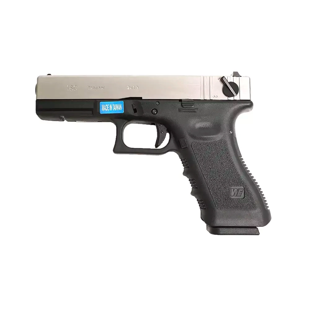 Модель пистолета WE Glock G18 gen3 metal slide Gas, Silver