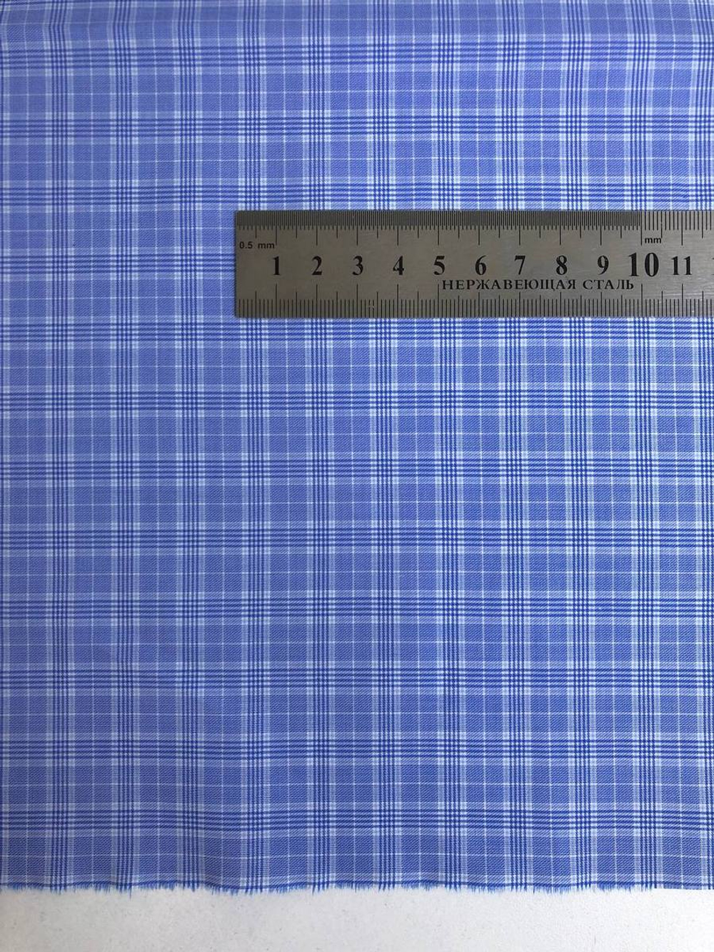 Коттон сорочка принт клетка, голубой/белый NB#97