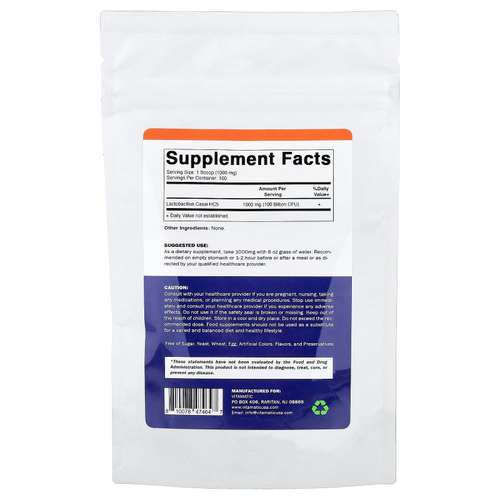 Vitamatic, лактобактерии казеи (Lactobacillus casei), 100 г (3,5 унции)