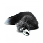 Анальный плаг с лисьим хвостом Black and White Fox Tail L от Alive
