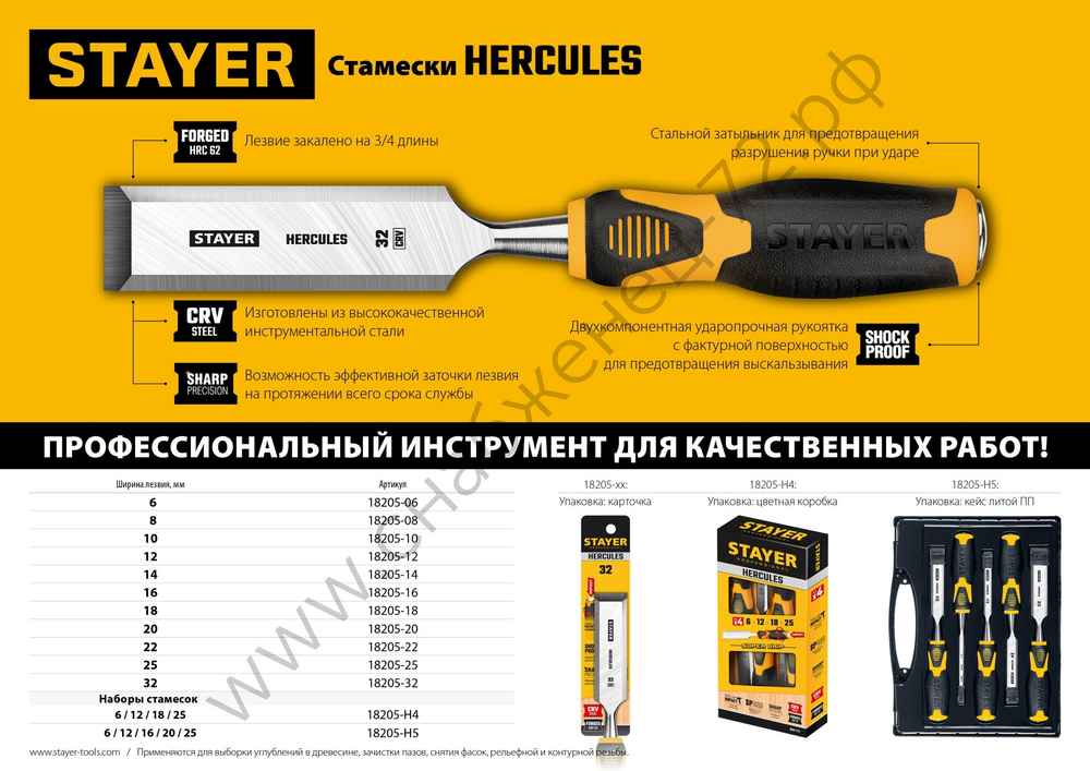STAYER Hercules 20 мм, Стамеска-долото (18205-20)
