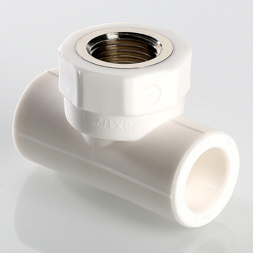 Тройник полипропиленовый PP-R комбинированный с внутренней резьбой цвет белый VALTEC