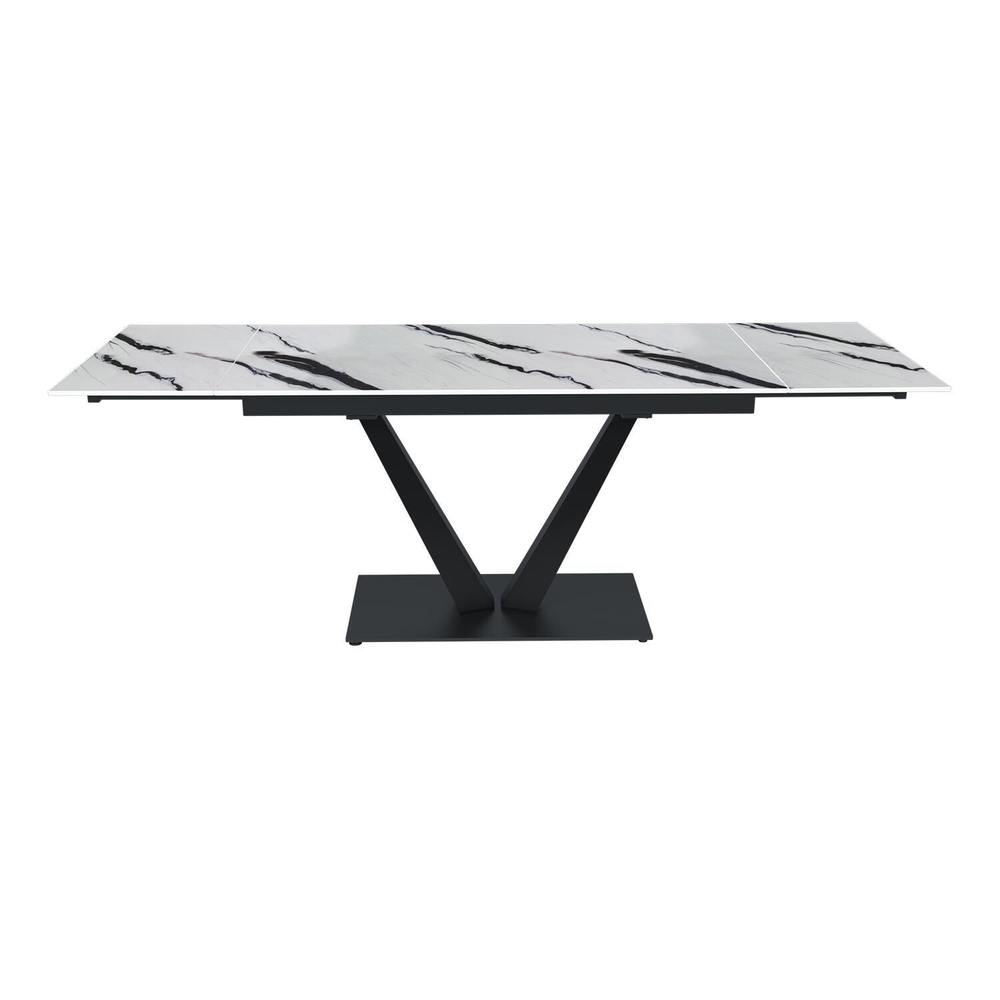 Стол раскладной Malibu (140+40+40), керамика глянцевая Panda White