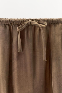 ZARA БРЮКИ ОБЪЕМНОГО КРОЯ С ПРИНТОМ, КОРИЧНЕВЫЙ