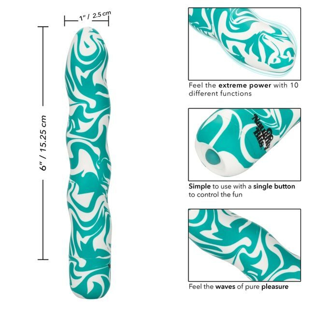 Волнообразный вибратор Squiggle Dick - 15,25 см. (Цвет: зеленый с белым)