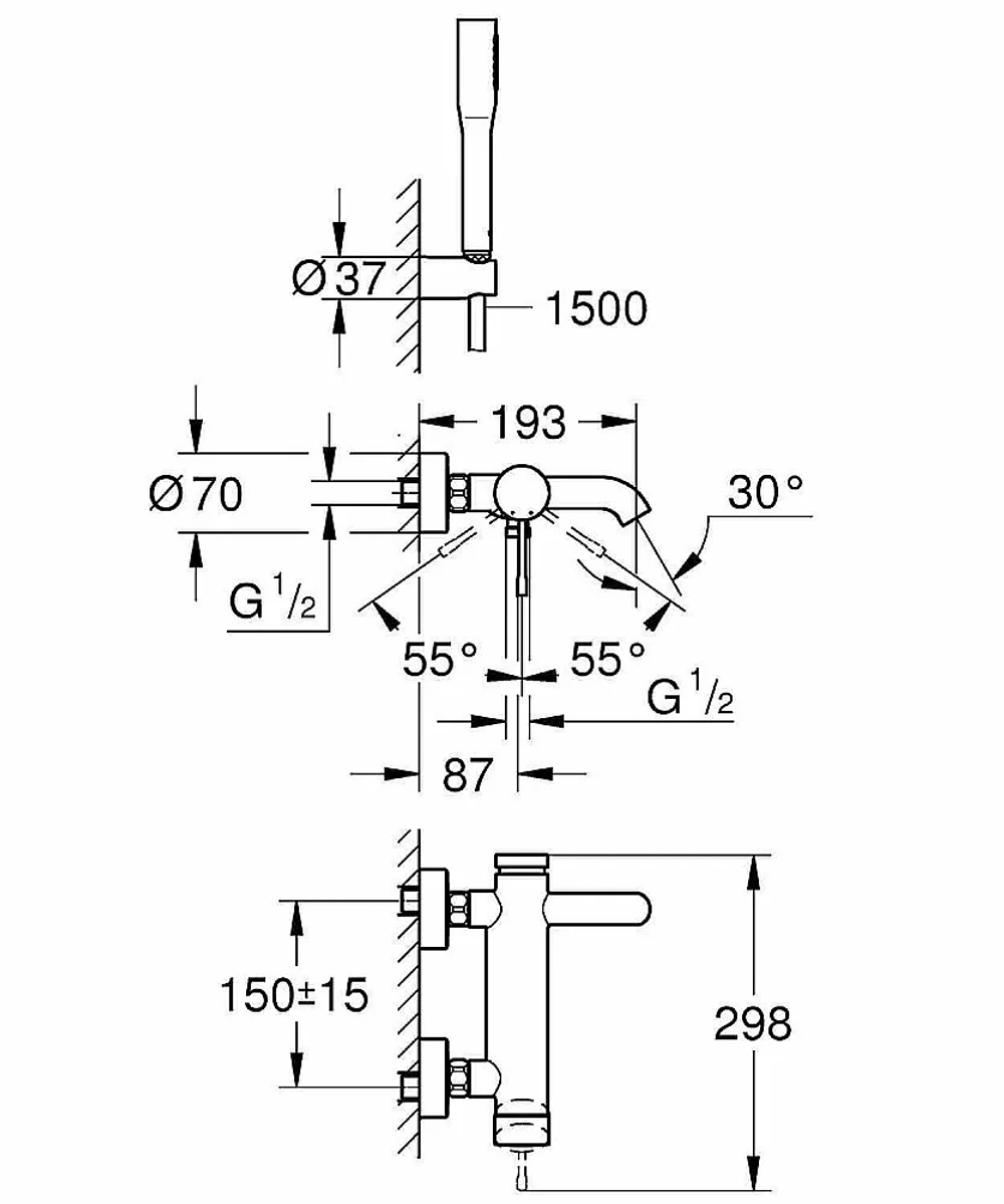 Смеситель для ванны Grohe Essence 33628001