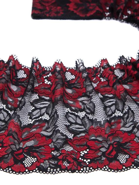 03-274 Кружево эластичное 23 см, черный/красный