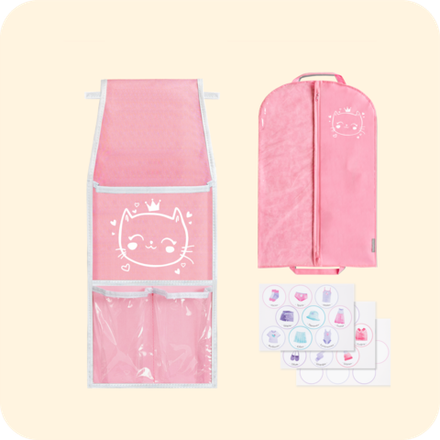 Набор для детского сада: кармашек, чехол, наклейки. Сердечки