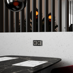 Розетка с заземлением и шторками (графит акрил)