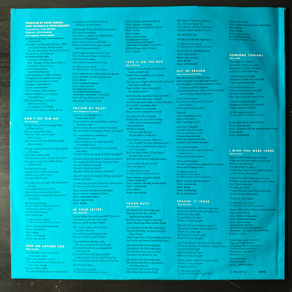 REO Speedwagon ‎– Hi Infidelity (Европа 1980г.)