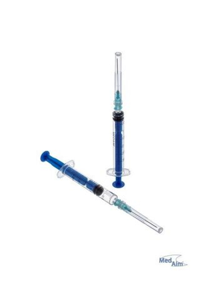 Шприц одноразовый 3 мл 3-х компонентный MedAim с иглой 23G 0,6х32 мм, 100 шт.