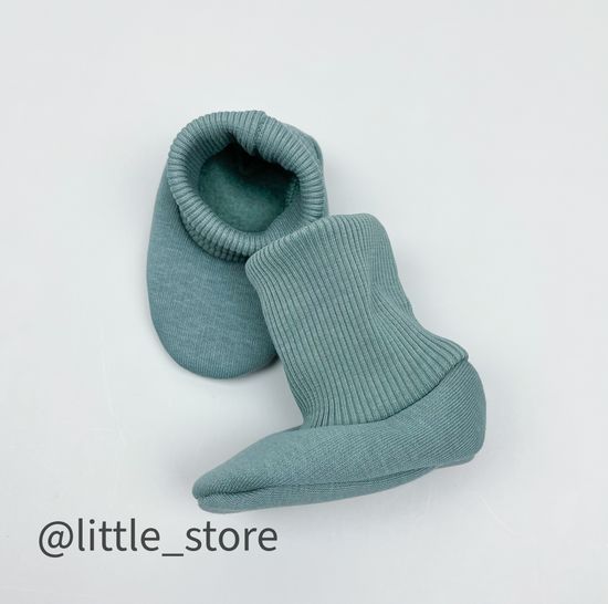 Пинетки "Simple" из футера с начесом, Шалфей темный