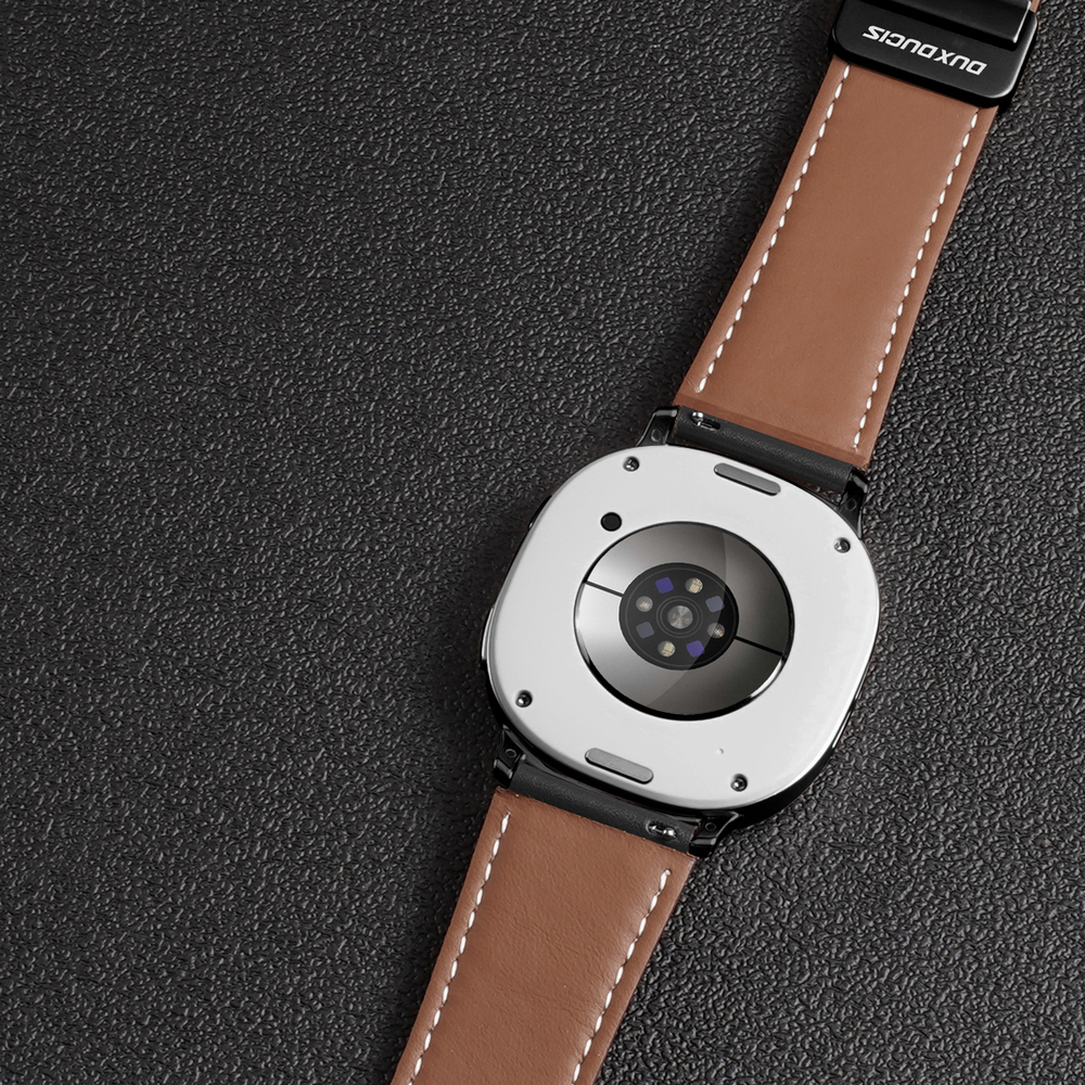 Ремешок из натуральной кожи черного цвета от Dux Ducis для смарт часов Samsung Galaxy Watch 8 (40 и 44мм), серия YA Series