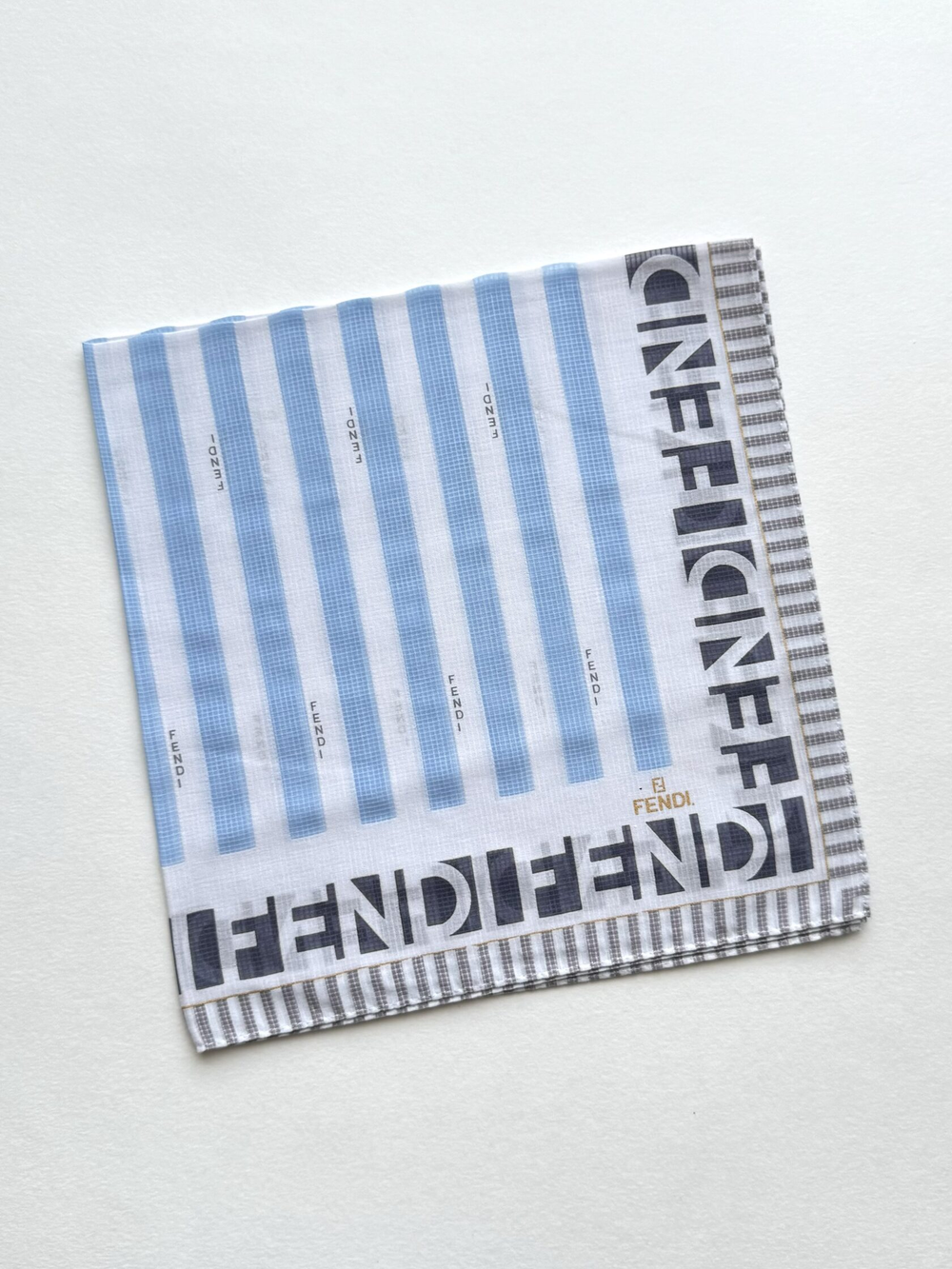 Платок голубой в полоску Fendi