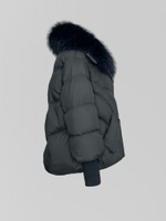 Куртка однотонная на молнии с мехом и широкими резинками на рукавах