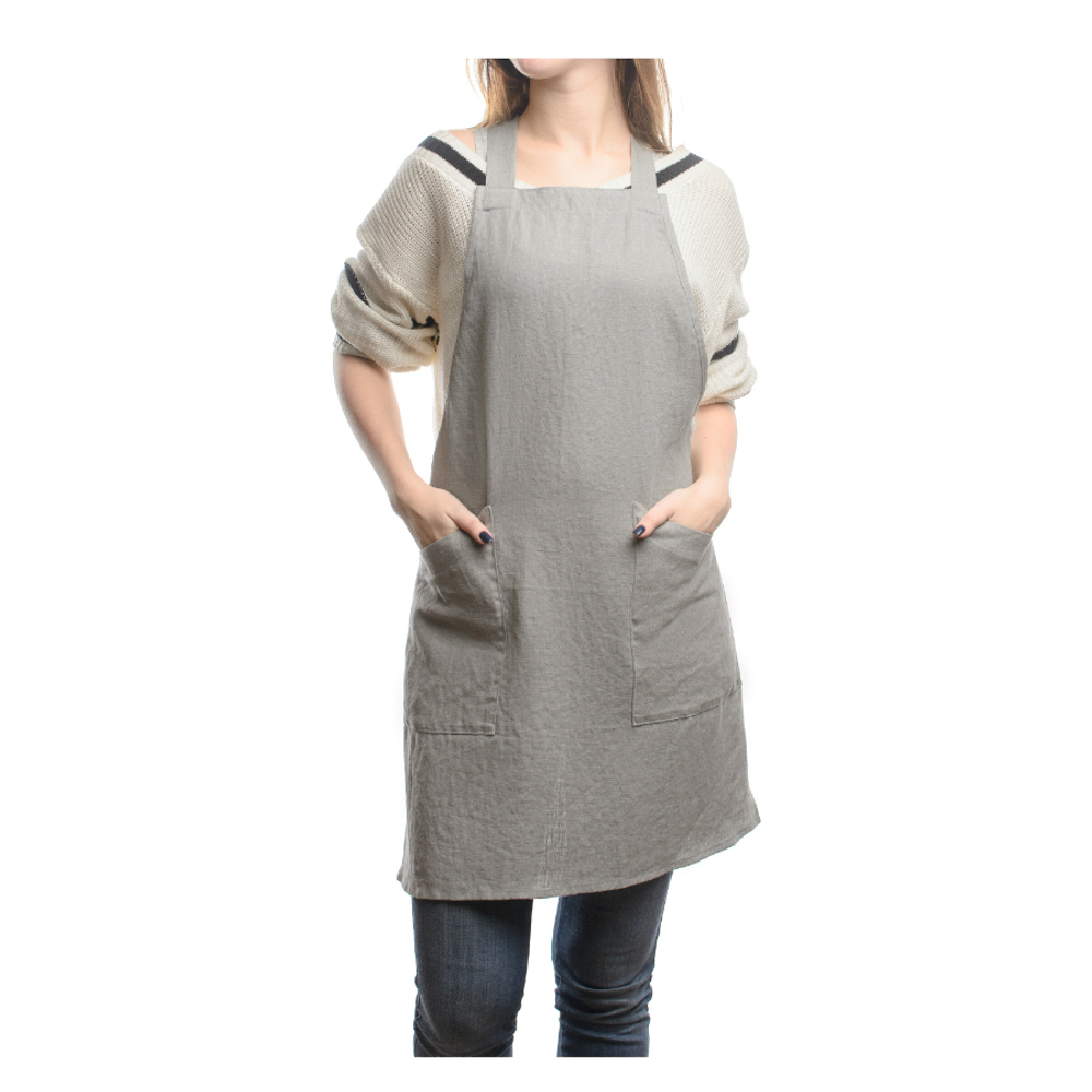 Фартук из умягченного льна серого цвета Essential 70х82 Tkano