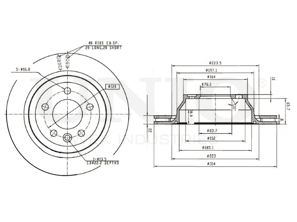 Диск тормозной задний UNIO BRD-20424