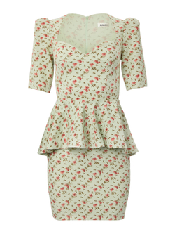 Платье мини с декольте и баской