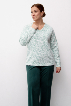 Джемпер женский 4711з, бело-зеленый #521БЗ034711з