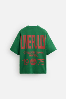 ZARA ФУТБОЛКА С НАДПИСЬЮ, ЗЕЛЕНЫЙ