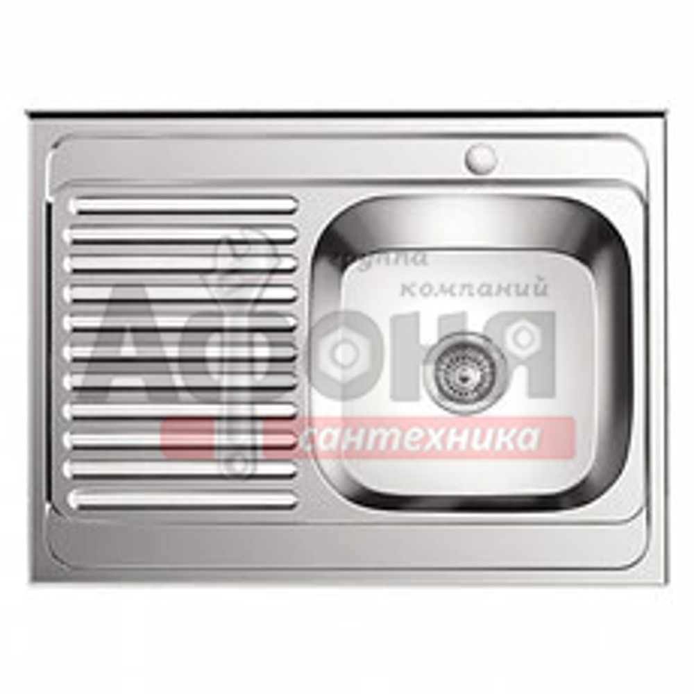 Мойка LEDEME накладная  80*60  т.0,8 правая ГЛЯНЕЦ бол.сиф. (L98060-R) (+ сифон)