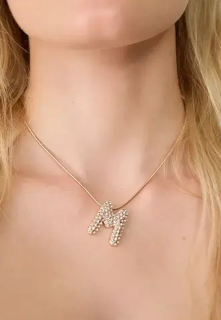 STRADIVARIUS Ожерелье с инициалами из горного хрусталя, золотой