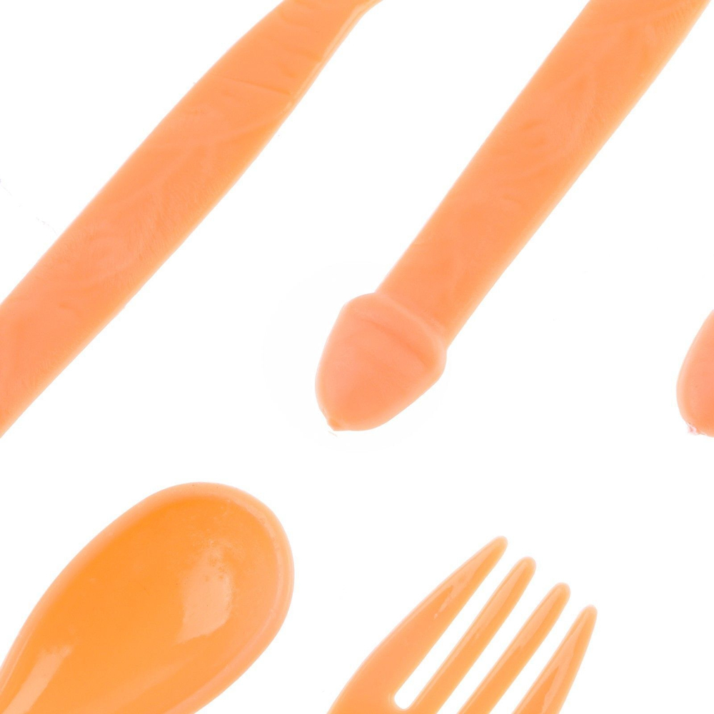 Набор пластиковых столовых приборов «Всё в твоих руках» (Цвет: бежевый)