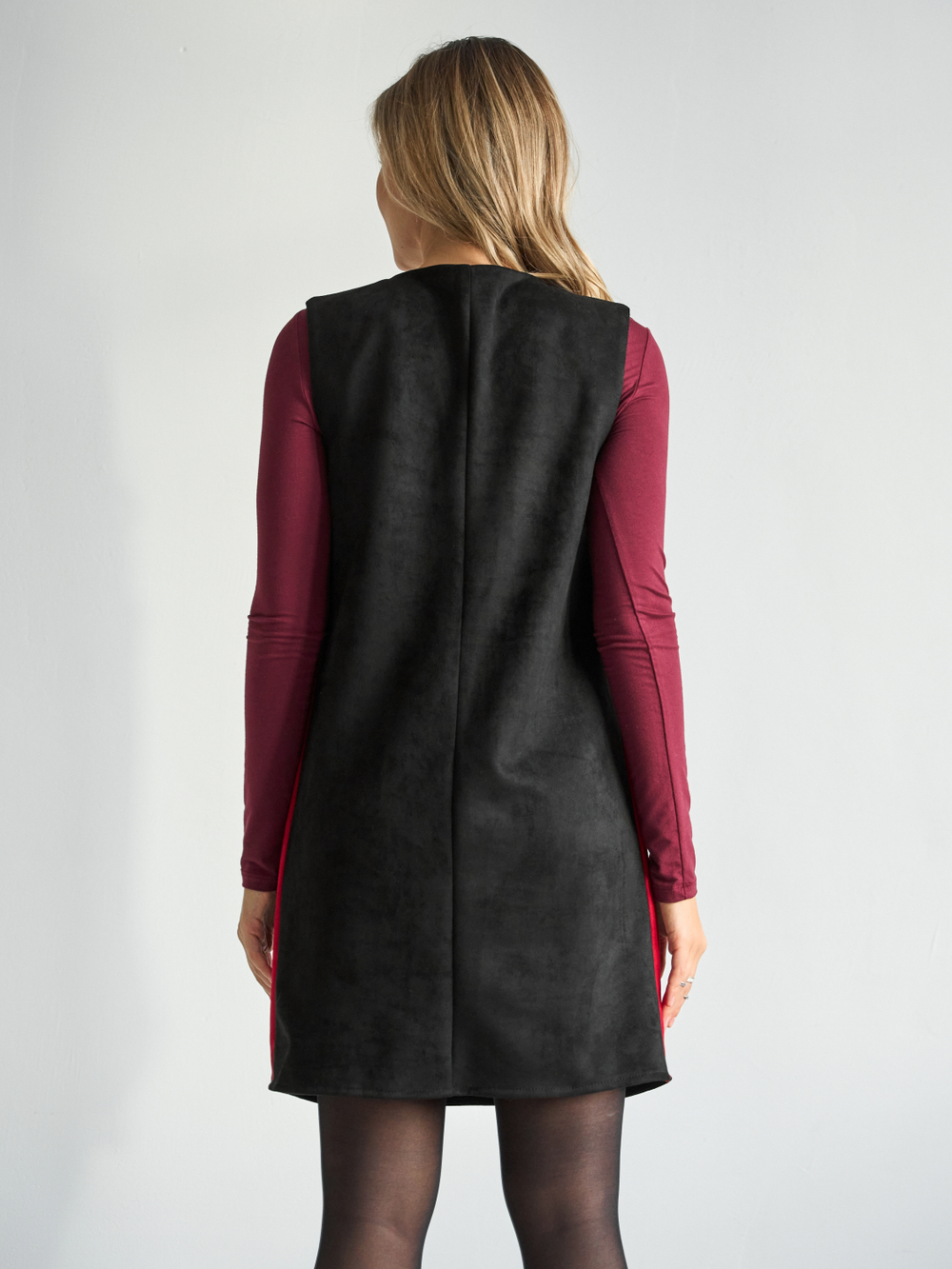 Платье сарафан офисный замшевый