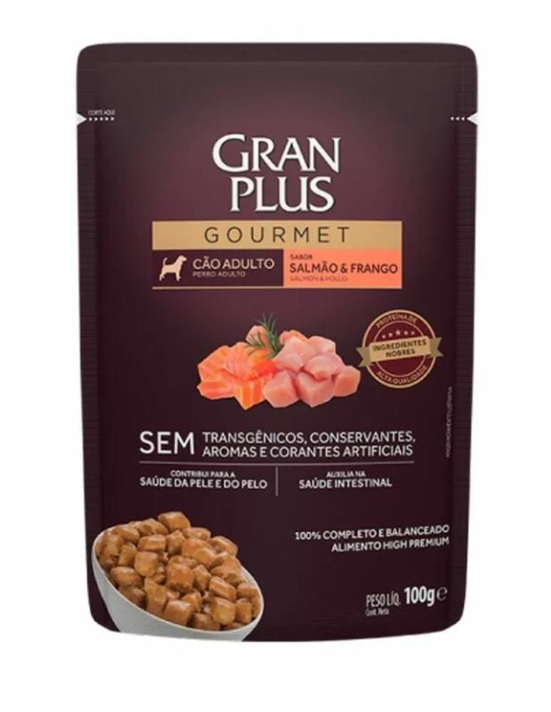 GRANPLUS DOG пауч для взрослых собак лосось и цыпленок 100 г