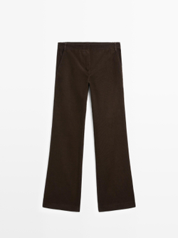 Massimo Dutti Расклешенные вельветовые брюки, шоколадный