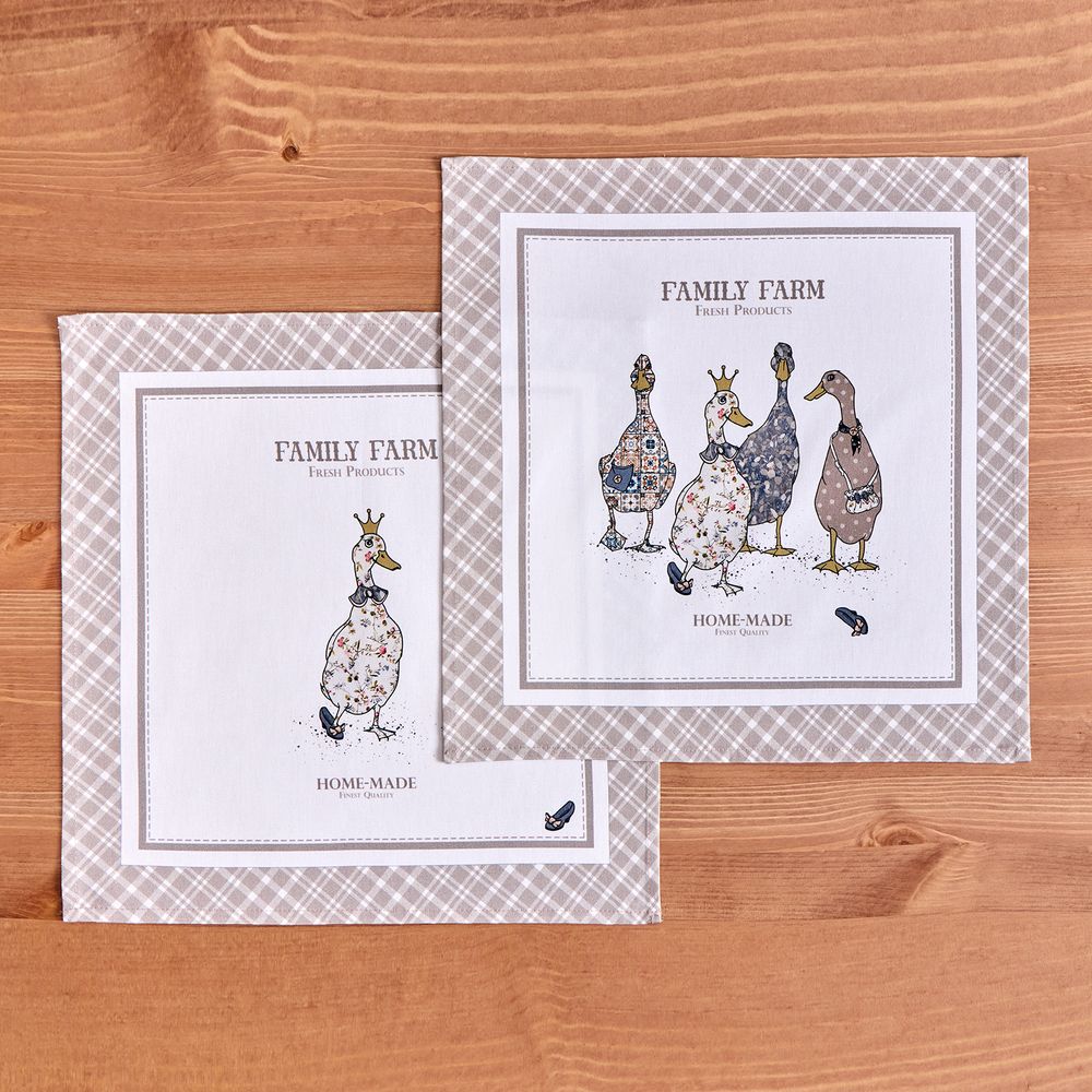 НАБОР САЛФЕТОК ИЗ 2-Х ШТ "FAMILY FARM" 40Х40СМ, ТВИЛ, КЛЕТКА