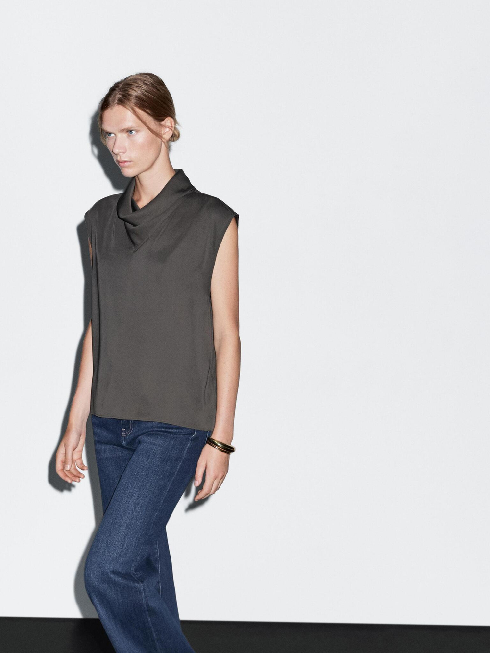 Massimo Dutti Джинсы клеш со средней посадкой, темно-синий