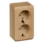 Schneider Electric ЭТЮД Сосна Розетка 2-местная открытая установка с заземляющими контактами со шторками PA16-008D