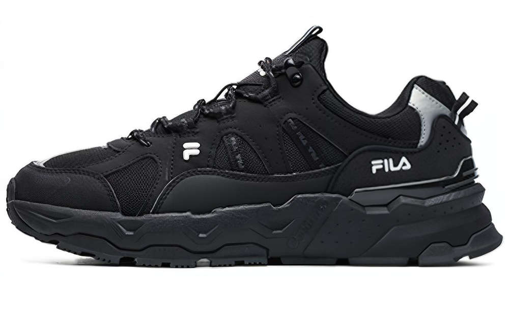 FILA Heritage stream retro fabric synthetic leather shock absorption non-slip wear-resistant low-top training running shoes women's black