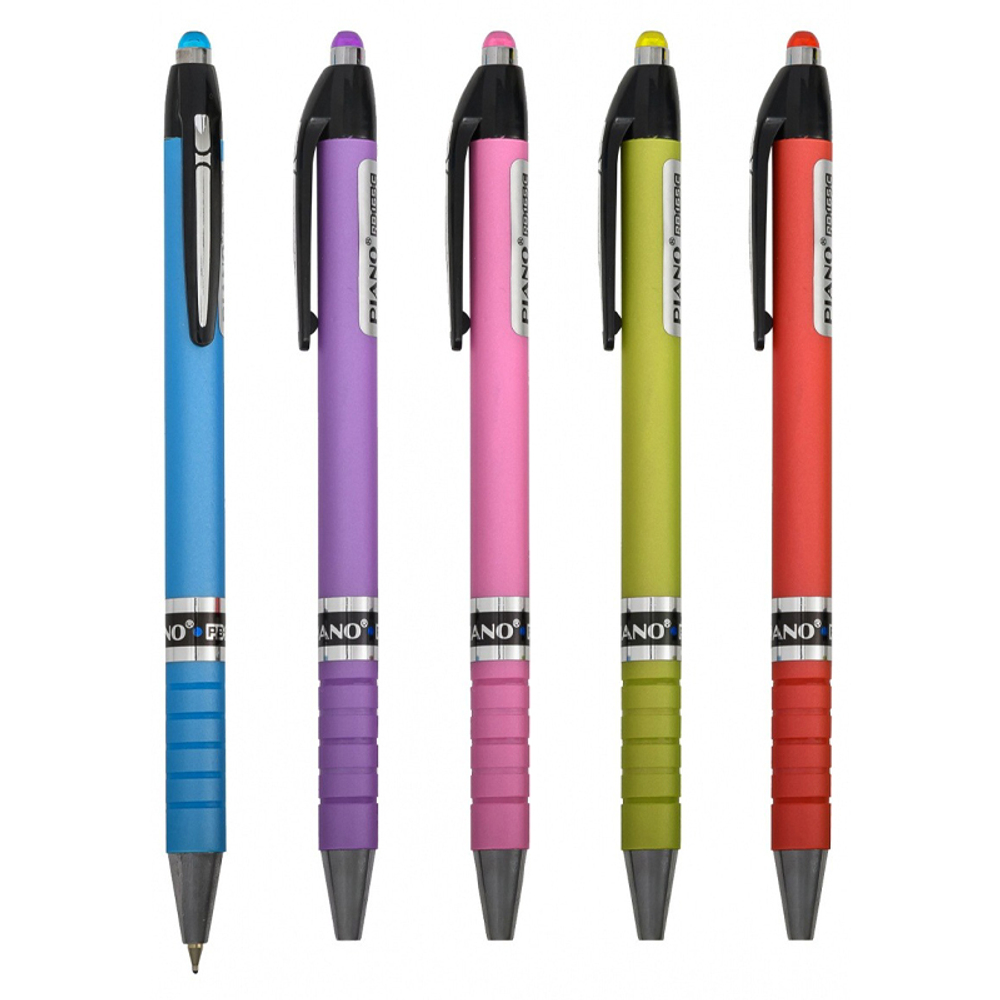 Ручка шариковая, масляная, автоматическая, Piano, синие чернила, серия "Rain", матовый цветной корпус, 24 шт