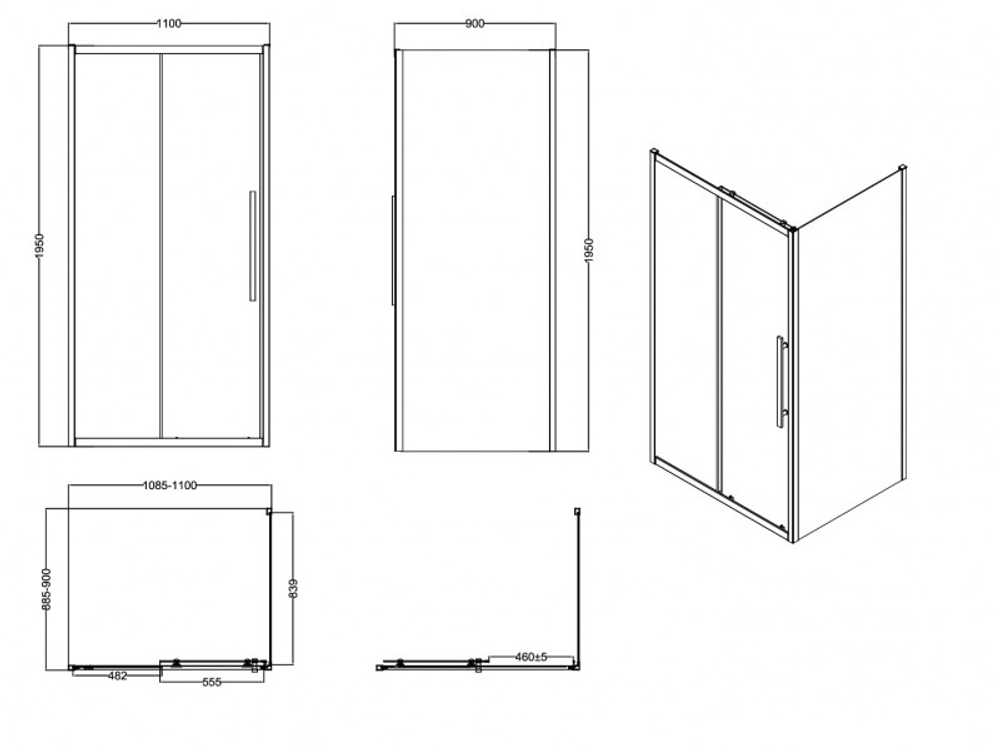 Ограждение душевое ESBANO ESF-119PS-GM 110x90x195