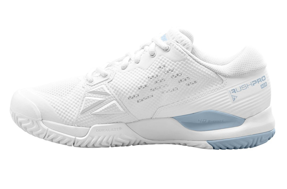 Женские Кроссовки теннисные Wilson Rush Pro Ace W - white/white/baby blue
